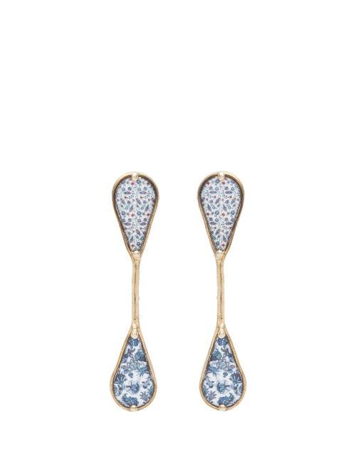 Matchesfashion.com Rosantica By Michela Panero - Sicilia Ceramic Pendant Clip Earrings - Womens - Blue Multi
