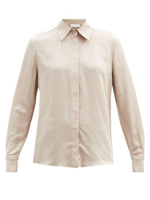 Matchesfashion.com Gabriela Hearst - Jaq Buttoned-cuff Silk-blend Twill Shirt - Womens - Camel