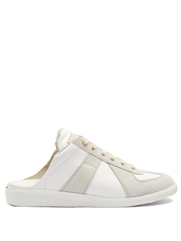 Maison Margiela Raw-edge Backless Suede And Leather Trainers