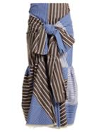 Marni Knot-front Striped Cotton-blend Poplin Skirt
