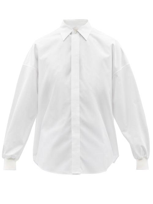 Alexander Mcqueen - Ribbed-cuff Cotton-poplin Shirt - Mens - White
