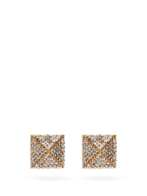 Matchesfashion.com Valentino Garavani - Rockstud Crystal-embellished Earrings - Womens - Crystal