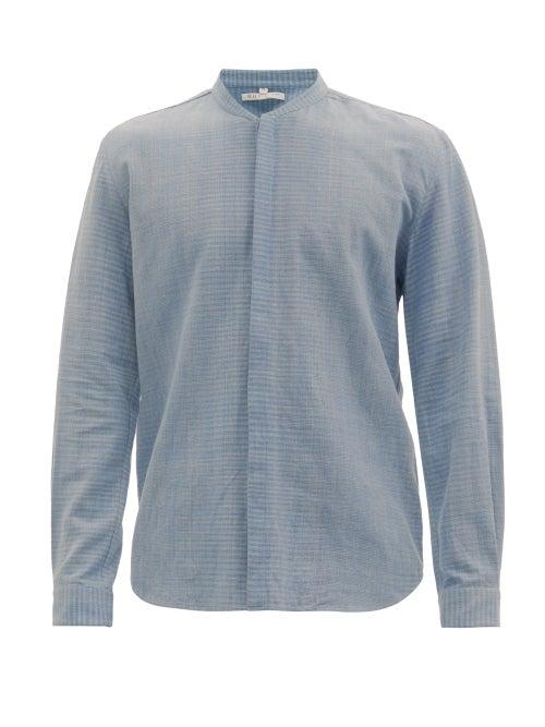 Matchesfashion.com 11.11 / Eleven Eleven - Striped Organic-cotton Canvas Shirt - Mens - Light Indigo