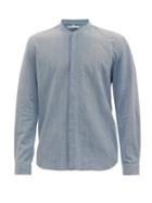 Matchesfashion.com 11.11 / Eleven Eleven - Striped Organic-cotton Canvas Shirt - Mens - Light Indigo