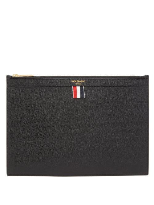 Thom Browne - Pebbled-leather Pouch - Mens - Black