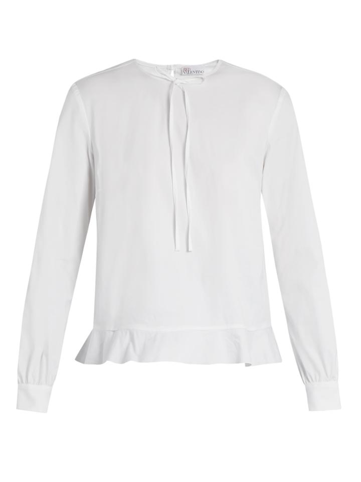 Redvalentino Fluted-hem Cotton-blend Poplin Top