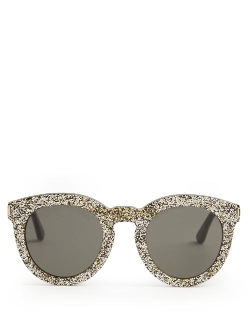Saint Laurent Round-frame Glitter Sunglasses