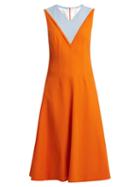Matchesfashion.com Emilia Wickstead - Arlene Contrast Panel Stretch Crepe Dress - Womens - Orange