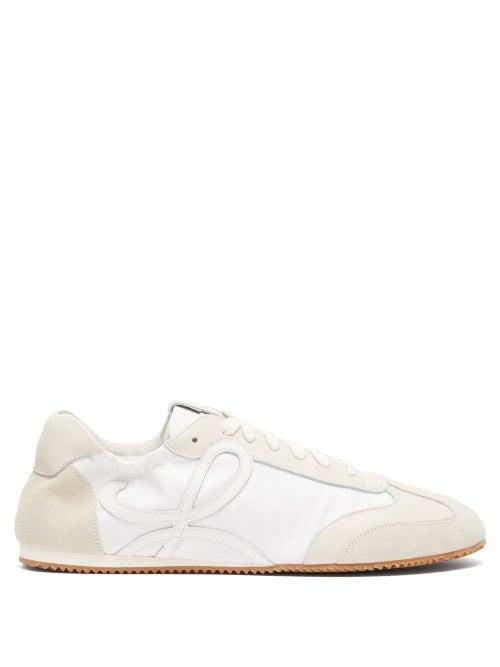 Matchesfashion.com Loewe - Logo Nylon, Suede And Leather Low Top Trainers - Mens - White