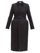 Matchesfashion.com Balenciaga - Single Breasted Hourglass Cotton Twill Trench Coat - Womens - Black