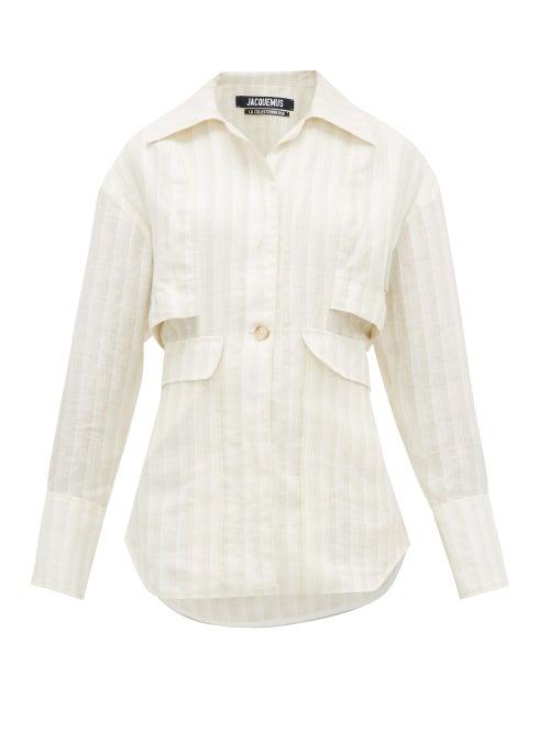 Matchesfashion.com Jacquemus - Monceau Striped Linen Shirt - Womens - White