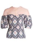 Emilia Wickstead Sibyl Contrast-yoke Woven Top
