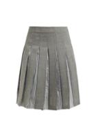Matchesfashion.com Thom Browne - Pleated Mid Rise Wool Twill Skirt - Womens - Grey Multi