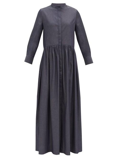 Matchesfashion.com Brock Collection - Cotton-blend Chambray Shirt Dress - Womens - Navy