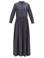 Matchesfashion.com Brock Collection - Cotton-blend Chambray Shirt Dress - Womens - Navy