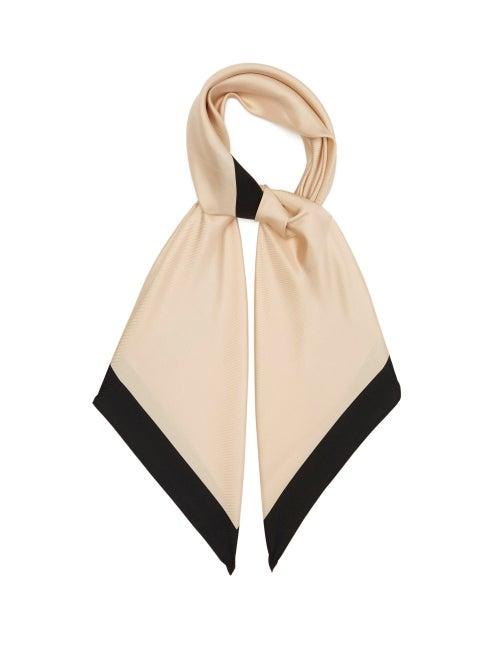 Ladies Accessories Lescarf - No.7 Border-print Silk-twill Scarf - Womens - Pink Multi