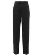 Matchesfashion.com Joseph - Ferry Wide Leg Tuxedo Twill Trousers - Womens - Black