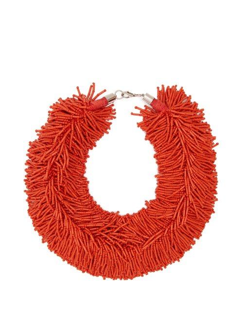 Matchesfashion.com Vanda Jacintho - Shower Bead Embellished Necklace - Womens - Orange