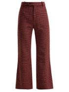 Matchesfashion.com Chlo - Checked Wool Blend Flared Trousers - Womens - Black Red