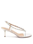 Matchesfashion.com Aquazzura - Divina 60 Crystal-embellished Leather Sandals - Womens - Silver