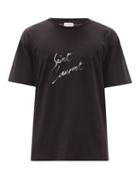 Matchesfashion.com Saint Laurent - Painted-logo Cotton-jersey T-shirt - Mens - Black