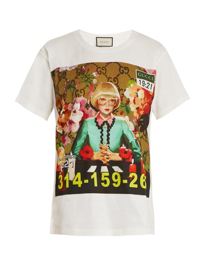 Gucci News Presenter-print Cotton T-shirt