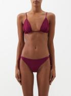 Johanna Ortiz - Triangle Jersey Bikini Top - Womens - Dark Pink