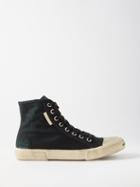 Balenciaga - Paris Distressed Canvas High-top Trainers - Womens - Black & White