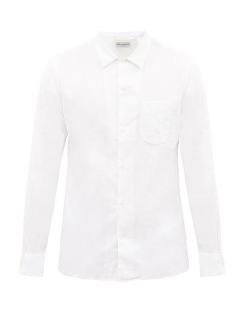 Matchesfashion.com Officine Gnrale - Js Patch-pocket Cotton-blend Poplin Shirt - Mens - White