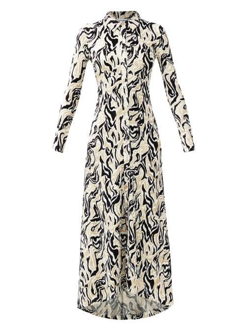 Matchesfashion.com Paco Rabanne - Metallic Swirl-jacquard Midi Shirtdress - Womens - Gold Multi