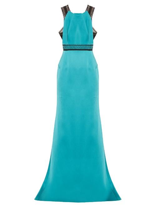 Roland Mouret Cavell Lace-insert Satin Gown