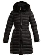Matchesfashion.com Burberry - Dalmerton Shearling Hood Quilted Coat - Womens - Black