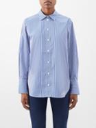 Frame - The Oversized Striped Cotton-poplin Shirt - Womens - Blue Stripe