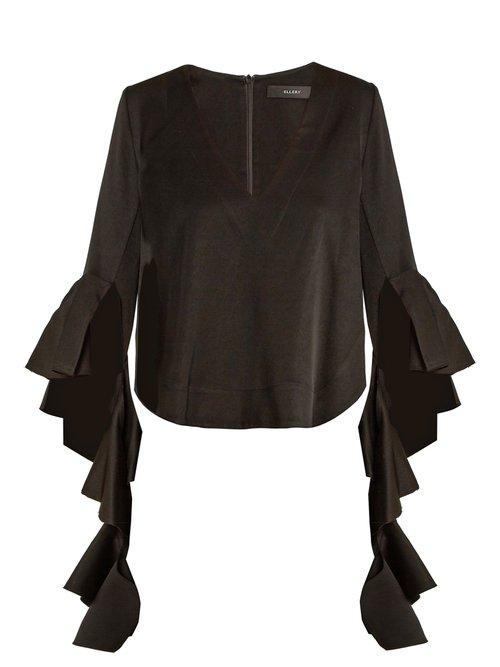 Matchesfashion.com Ellery - Reverberation V Neck Cady Blouse - Womens - Black