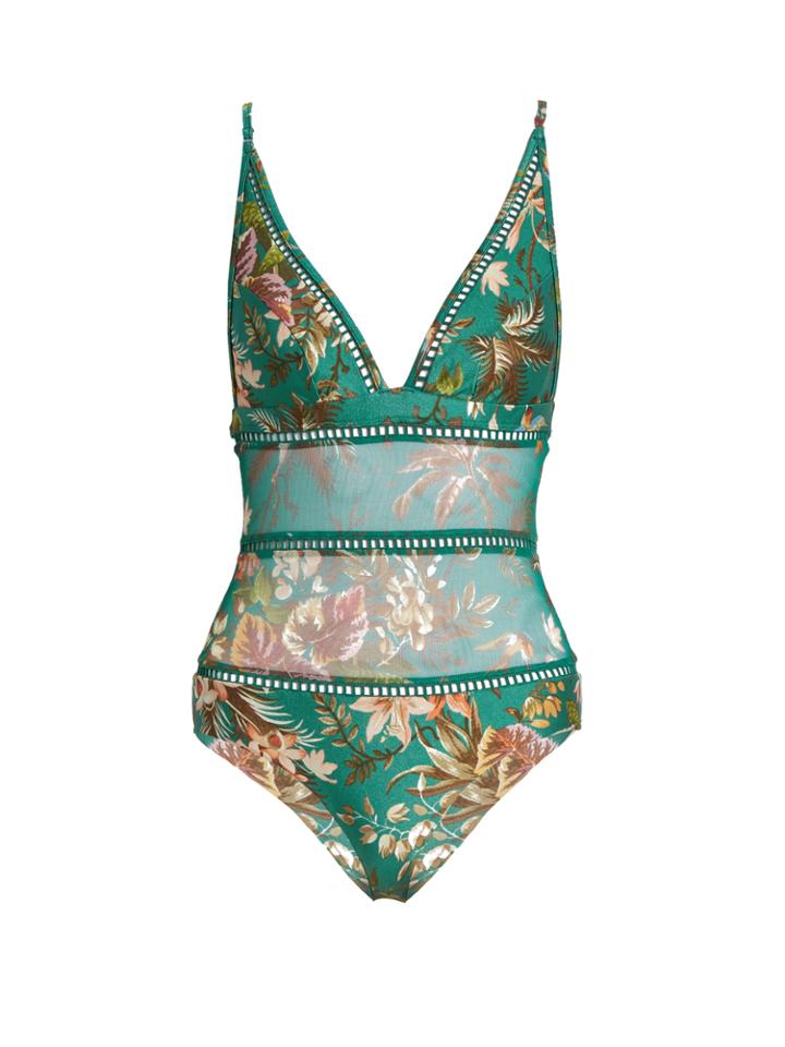 Zimmermann Tropicale Triangle Sheer-inserts Swimsuit