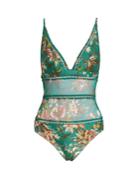 Zimmermann Tropicale Triangle Sheer-inserts Swimsuit