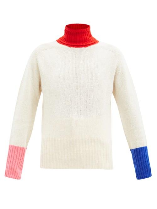 Matchesfashion.com La Fetiche - Roll-neck Colour-block Wool Sweater - Womens - Ivory Multi