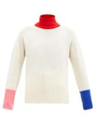 Matchesfashion.com La Fetiche - Roll-neck Colour-block Wool Sweater - Womens - Ivory Multi