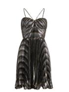 Matchesfashion.com Maria Lucia Hohan - Gaia Striped Pleated Lam Mini Dress - Womens - Silver Multi