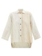 Loewe - Contrast-panel Step-hem Striped Shirt - Womens - Cream