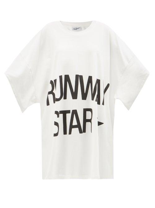 Vaquera - Oversized Printed Cotton-jersey T-shirt - Womens - White