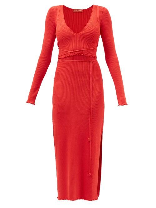 Altuzarra - Damali Scoop-neck Ribbed-stretch Jersey Midi Dress - Womens - Red