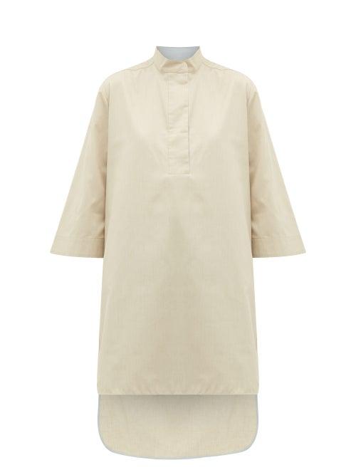 Matchesfashion.com Roksanda - Ikeda Step-hem Poplin Longline Shirt - Womens - Beige
