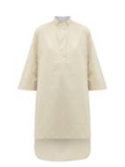 Matchesfashion.com Roksanda - Ikeda Step-hem Poplin Longline Shirt - Womens - Beige