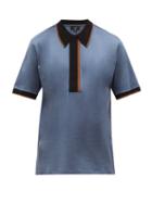 Matchesfashion.com Dunhill - Deco Striped Trim Cotton Jersey Polo Shirt - Mens - Blue