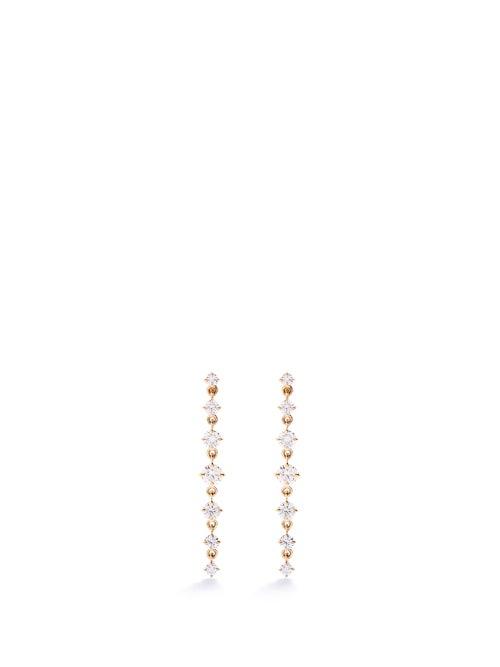 Lizzie Mandler - Diamond & 18kt Gold Drop Earrings - Womens - Yellow Gold