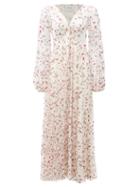 Matchesfashion.com Giambattista Valli - Floral-embroidered Tulle Midi Dress - Womens - Ivory