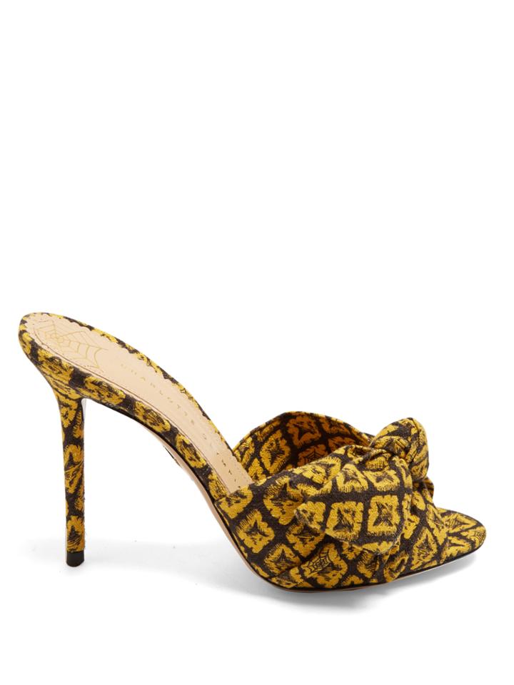 Charlotte Olympia Lola Pineapple-print Canvas Mules