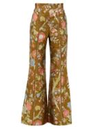 Matchesfashion.com Peter Pilotto - High Rise Floral Brocade Flared Trousers - Womens - Green Multi