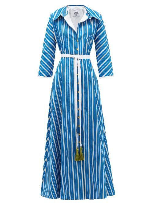 Matchesfashion.com Evi Grintela - Ben Youssef Striped Cotton Shirt Dress - Womens - Blue White